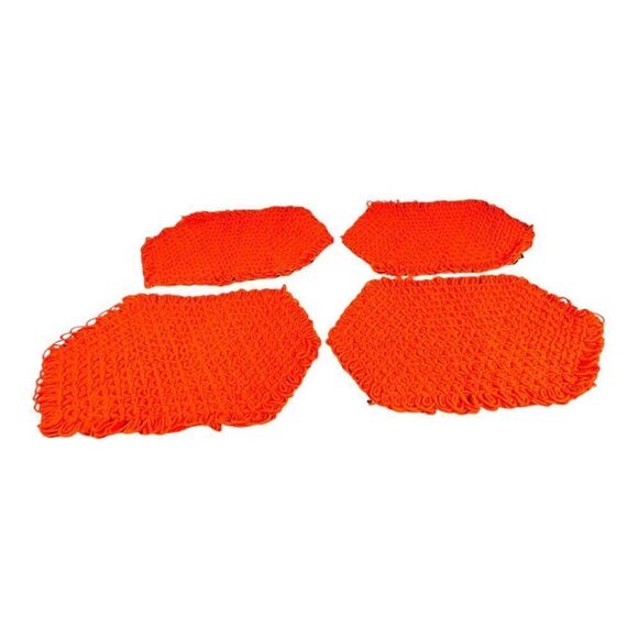 Handmade Hexagon MCM Retro Crochet Placemat Set Of 4 Orange & Brown 17” X 12” - Picture 2 of 4